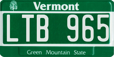 VT license plate LTB965