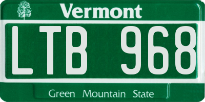 VT license plate LTB968