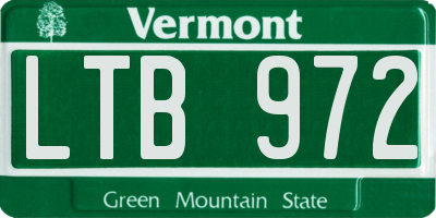 VT license plate LTB972