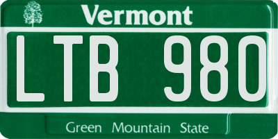 VT license plate LTB980