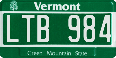 VT license plate LTB984
