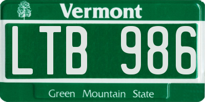 VT license plate LTB986