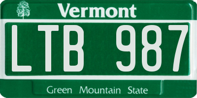 VT license plate LTB987