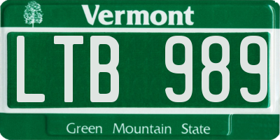 VT license plate LTB989