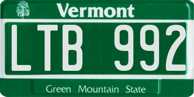 VT license plate LTB992