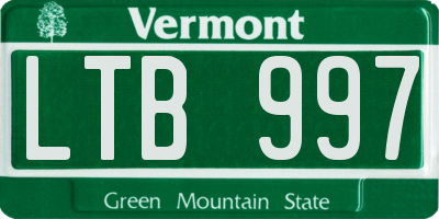 VT license plate LTB997