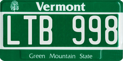 VT license plate LTB998