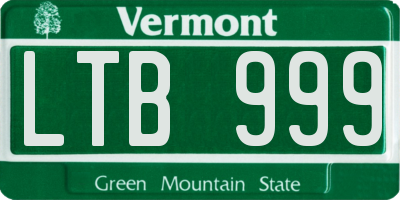 VT license plate LTB999