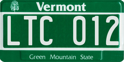 VT license plate LTC012