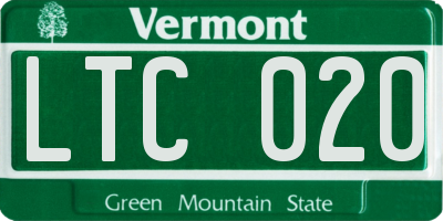 VT license plate LTC020