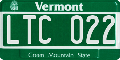 VT license plate LTC022