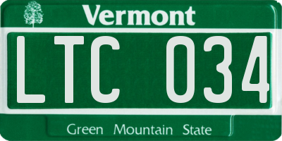 VT license plate LTC034