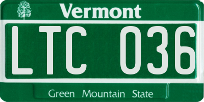 VT license plate LTC036