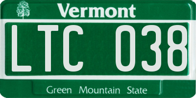 VT license plate LTC038