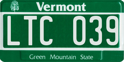 VT license plate LTC039
