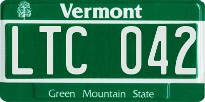 VT license plate LTC042