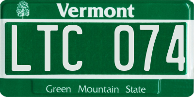 VT license plate LTC074