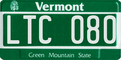 VT license plate LTC080