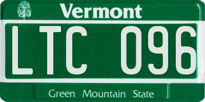 VT license plate LTC096
