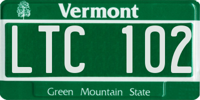 VT license plate LTC102