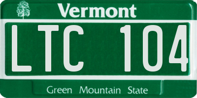 VT license plate LTC104