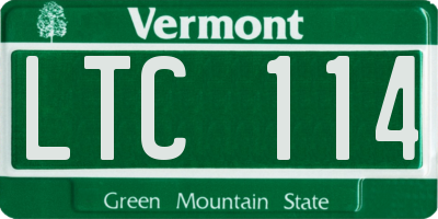 VT license plate LTC114
