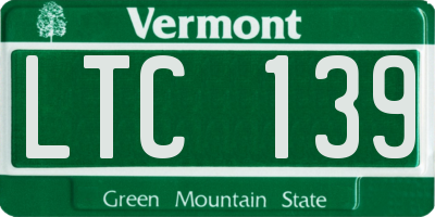 VT license plate LTC139