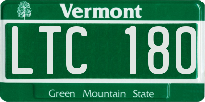VT license plate LTC180