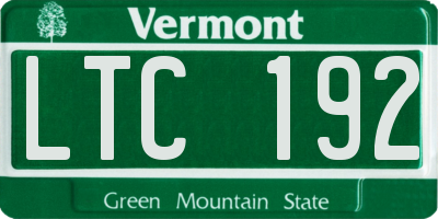 VT license plate LTC192