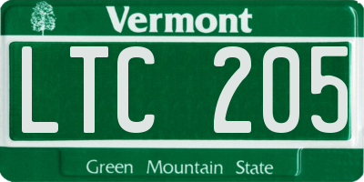 VT license plate LTC205