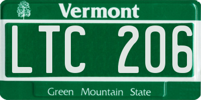 VT license plate LTC206