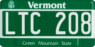 VT license plate LTC208