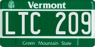 VT license plate LTC209