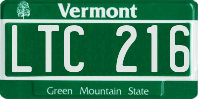 VT license plate LTC216