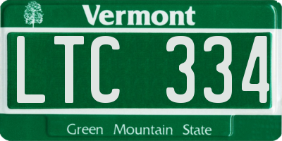 VT license plate LTC334