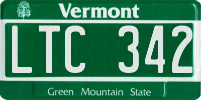 VT license plate LTC342