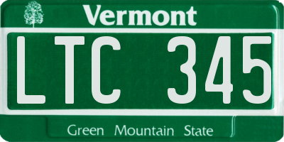 VT license plate LTC345