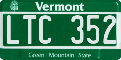 VT license plate LTC352