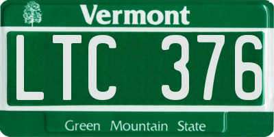 VT license plate LTC376