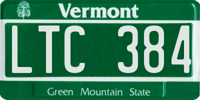 VT license plate LTC384