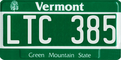 VT license plate LTC385