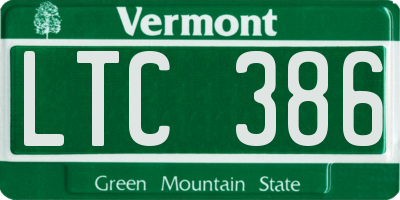 VT license plate LTC386
