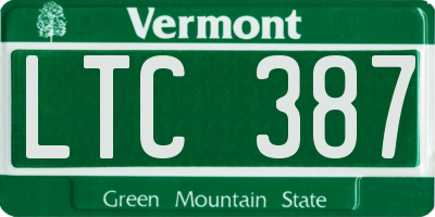 VT license plate LTC387