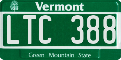 VT license plate LTC388