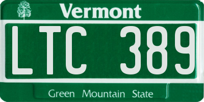 VT license plate LTC389