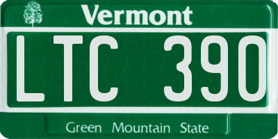 VT license plate LTC390