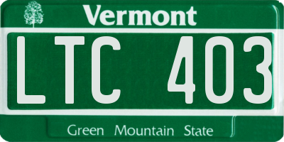 VT license plate LTC403