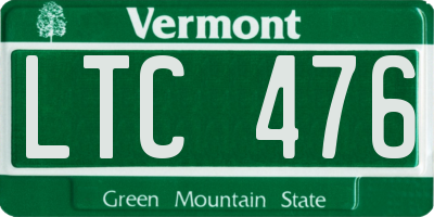 VT license plate LTC476