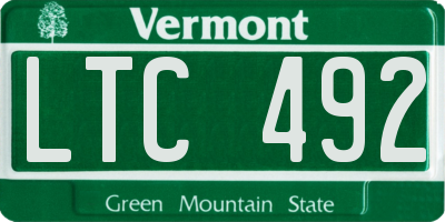 VT license plate LTC492