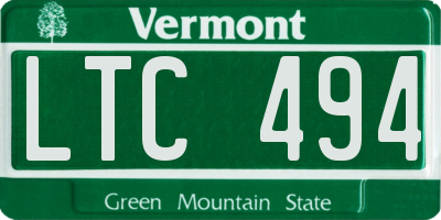 VT license plate LTC494